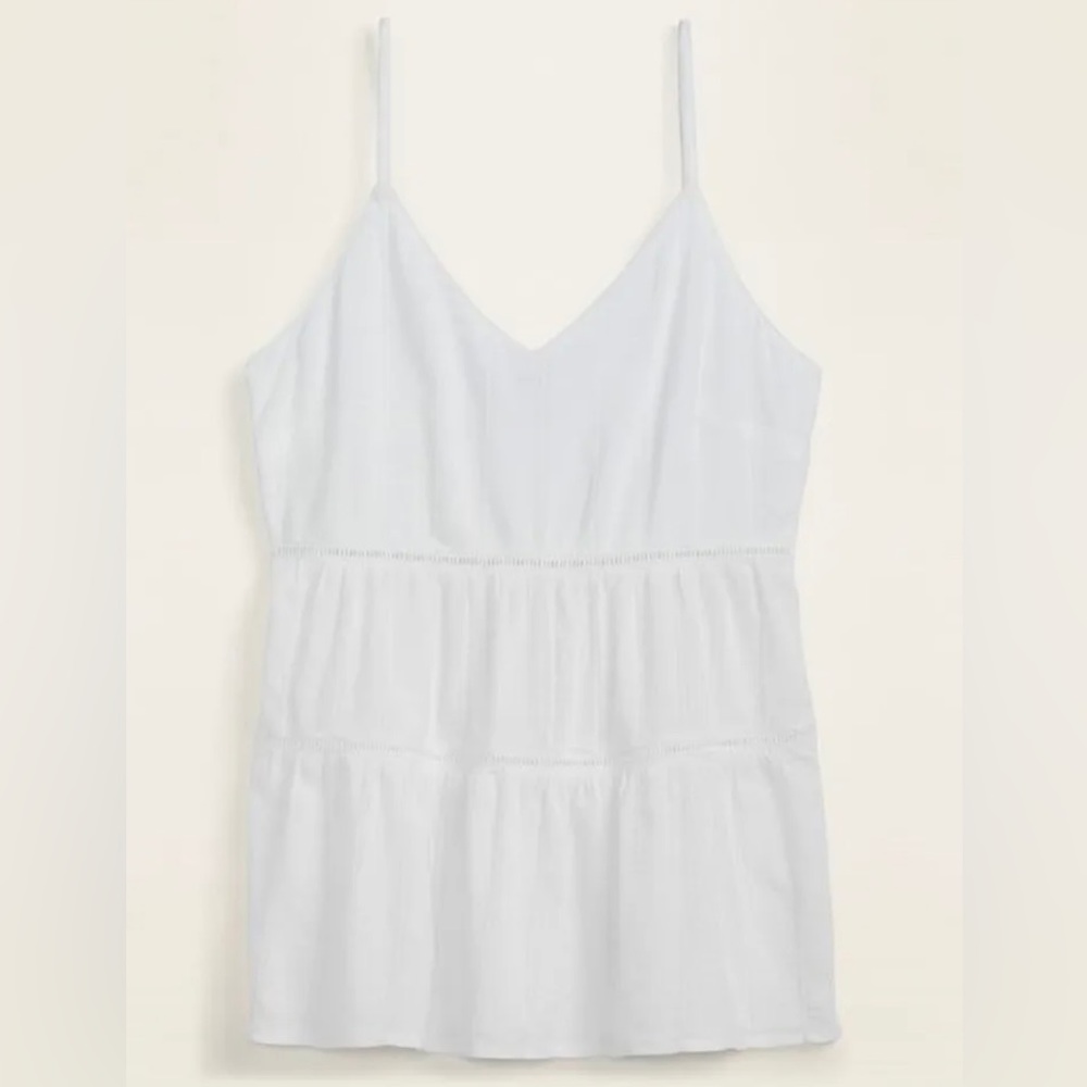NWT Old Navy Sleeveless Tiered Cami Tank Top Blouse Calla Lily Medium
